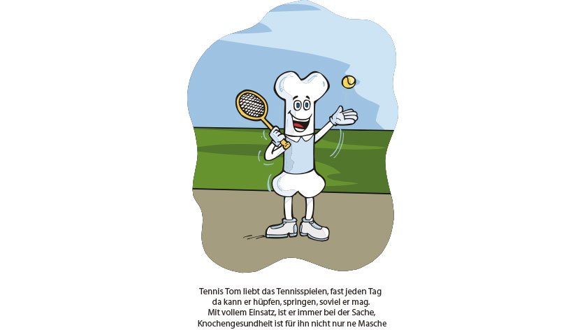 Knochen, der Tennis spielt