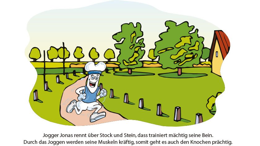 Knochen, der durch einen Wald joggt