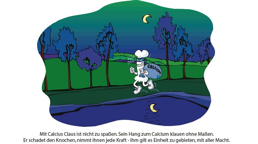 Knochen, der durch einen dunklen Wald läuft