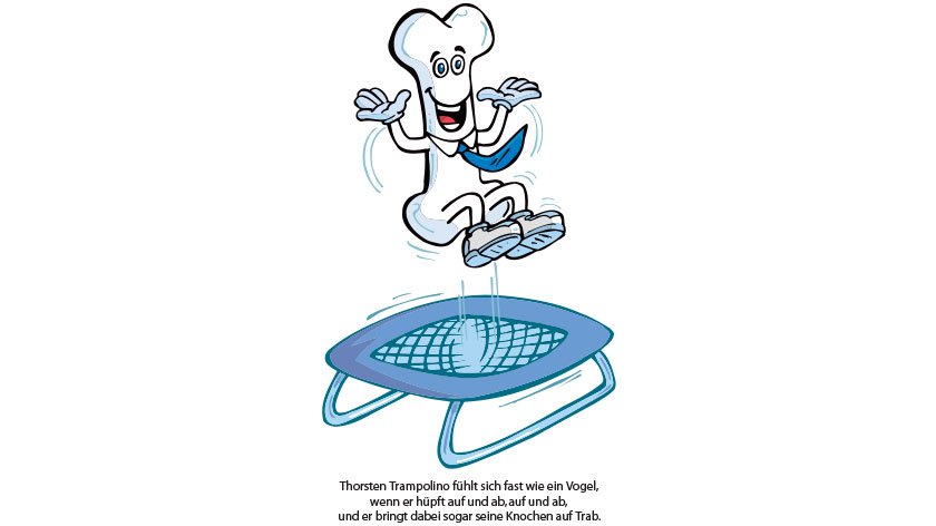 Knochen, der Trampolin springt
