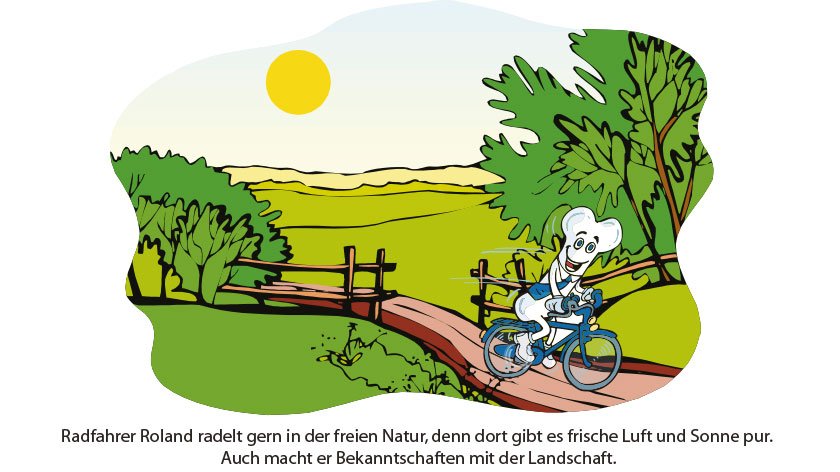 Knochen, der durch den Wald mit dem Fahrrad fährt