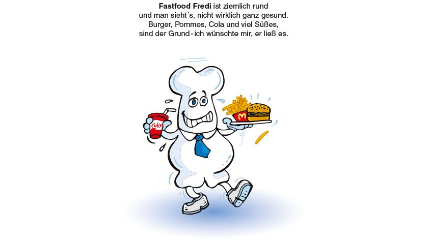 Knochen, der Fastfood trägt